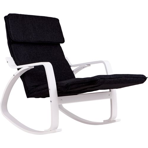 Stolica za ljuljanje s osloncom za noge crno - bijela slika 8