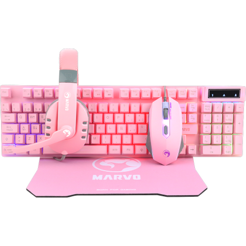 Tast+Mis +Slusalice USB MARVO CM370 GAMING PINK slika 1