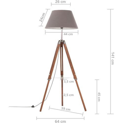 Podna svjetiljka s tronošcem medeno-siva od tikovine 141 cm slika 36