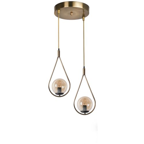 Damla 2 Li Tepsili Bal Camlı Eskitme Sarkıt Copper Chandelier slika 2