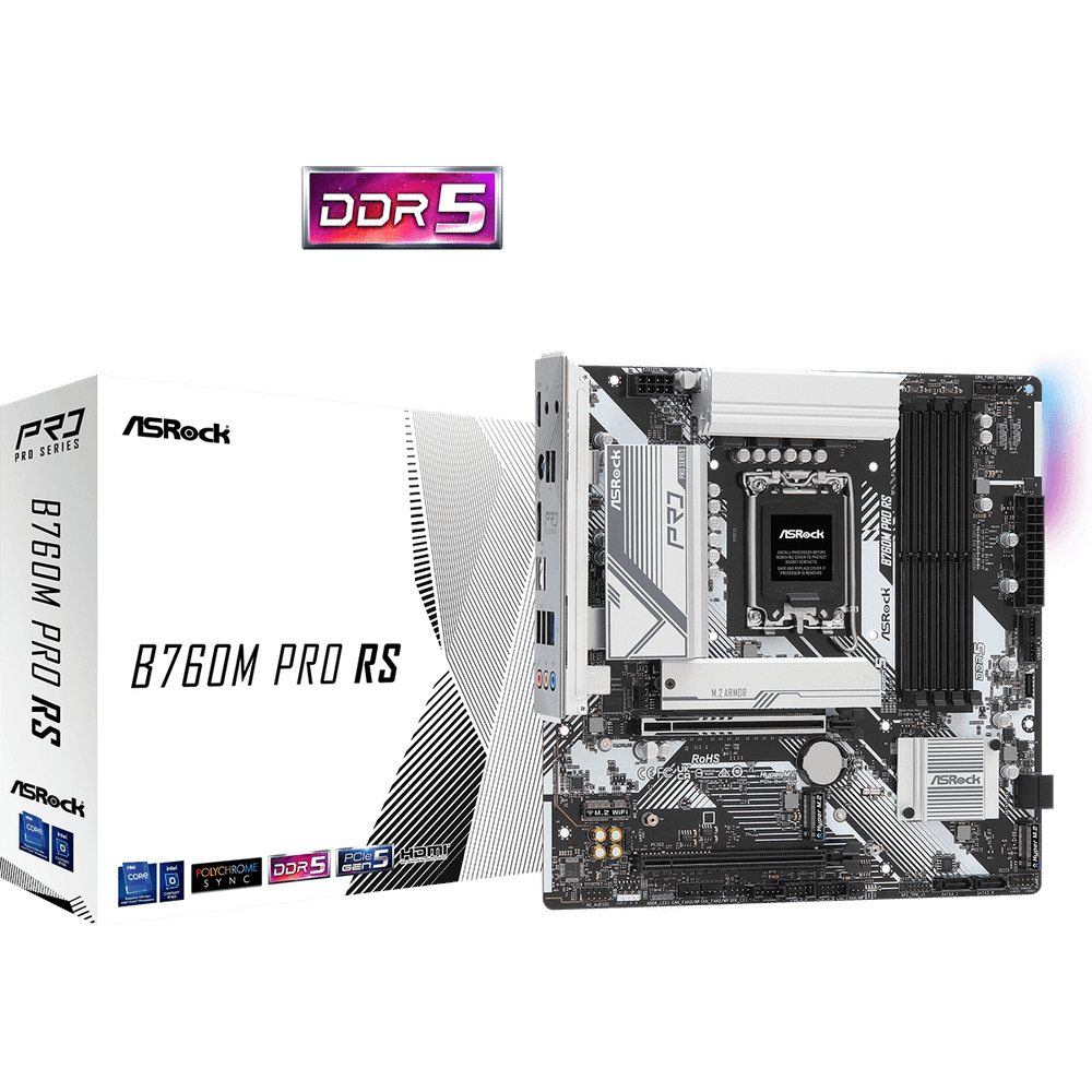 ASROCK MB B760M PRO RSIntel B760, LGA1700, 4xDDR53xM.2, 4xSATA, RAID, HDMI, DP, mATX slika 1