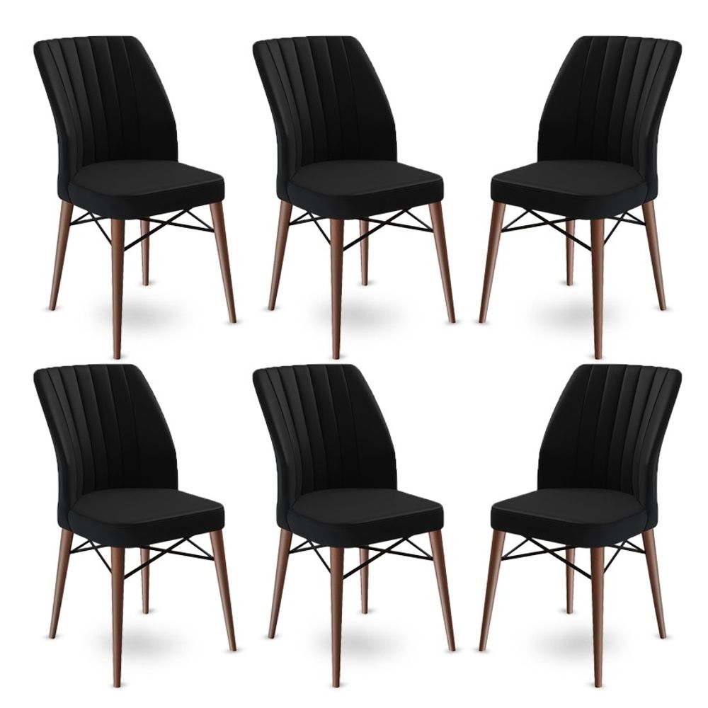 Flex - Crni i Smeđi Set Stolica (6 Komada) slika 1