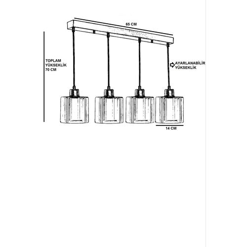 Yeni Sahra 4 Lü Sıralı Eskitme Sarkıt Copper Chandelier slika 4