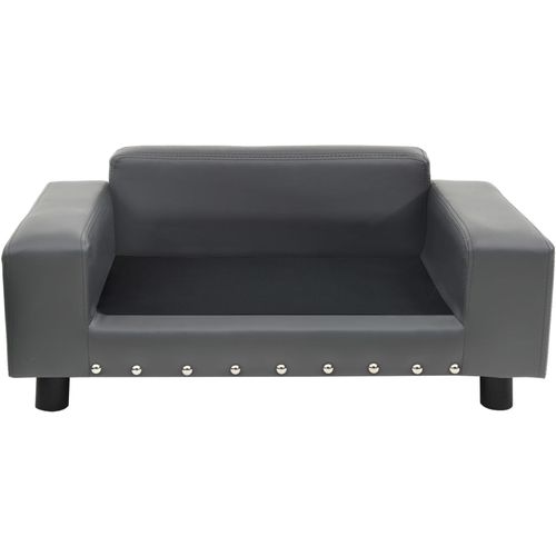 Sofa za pse siva 81 x 43 x 31 cm od pliša i umjetne kože slika 4