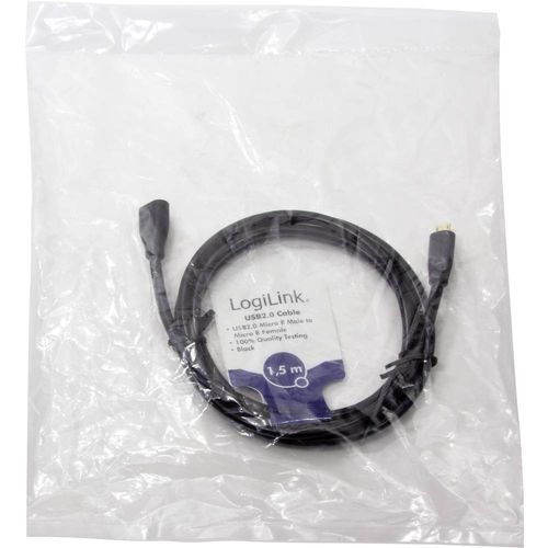 LogiLink USB kabel USB 2.0 USB-Micro-B utikač, USB-Micro-B utičnica 1.50 m crna  CU0122 slika 2