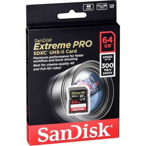 SanDisk Extreme PRO SDXC 64GB - do 300MB/s, UHS-II, Class 10, U3, V90 slika 2