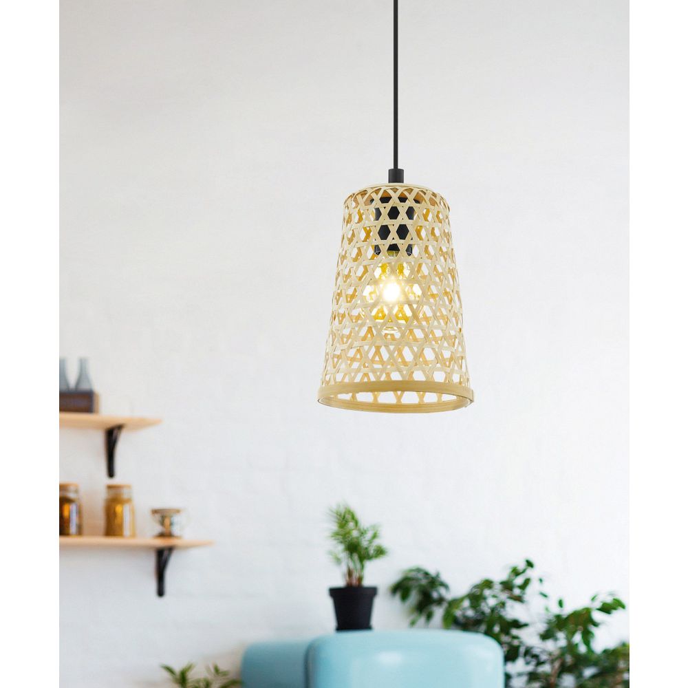 Eglo visilica 'Claverdon' - crna drvena lampa sa E27 utičnicom, promjer 180 mm slika 6