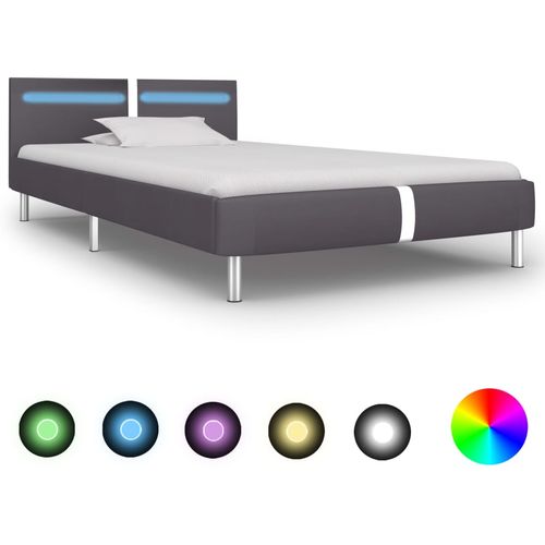 Okvir za krevet od umjetne kože s LED svjetlom sivi 90 x 200 cm slika 1