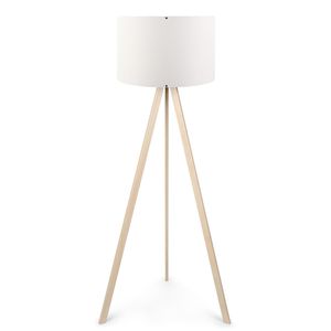 Opviq Podna lampa OAK bijela- drvo, 70% MDF- 30% platno , 38 x 140 cm, promjer sjenila 38 cm, duljina kabla 200 cm, E27 60 W max., AYD-1523