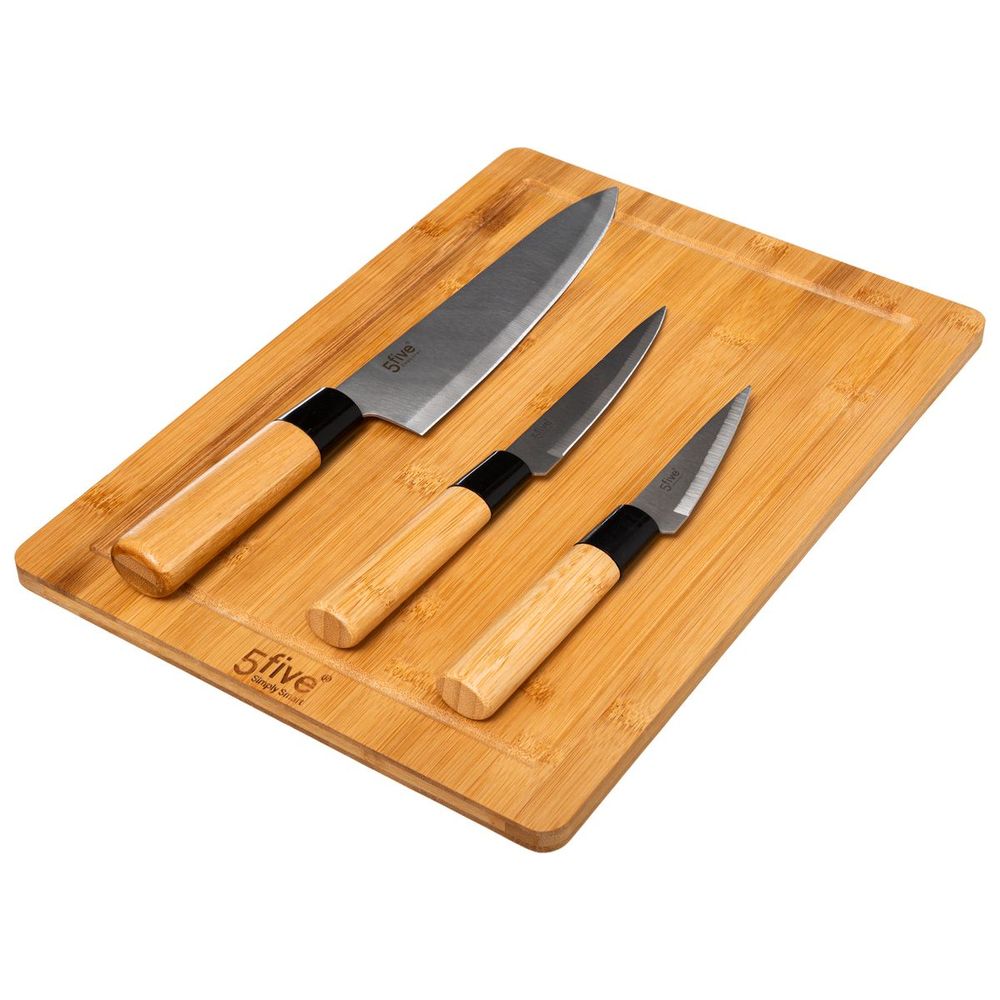 FIVE DASKA ZA REZANJE SA 3 NOŽA 35x25x4cm INOX/BAMBUS slika 1