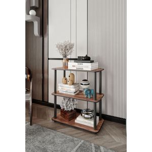  Bookshelf Bookcase 3-Tiers Rect, colour Walnut