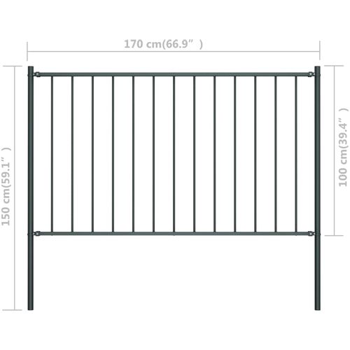Panel za ogradu sa stupovima čelični 1,7 x 1 m antracit slika 14