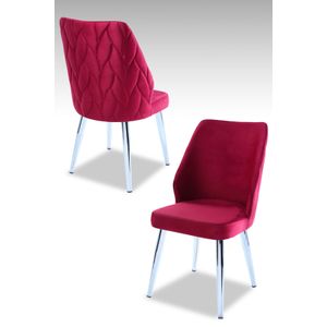 Pufi - Set Stolica Tile Red, Chrome (2 Komada)