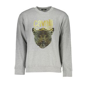 CAVALLI CLASS MEN'S GRAY ZIPLESS SWEATSHIRT