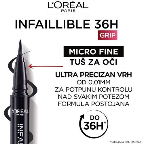 L'Oréal Paris Infaillible Grip 36H Micro Fine Eyeliner​ 01 Obsidian  slika 4