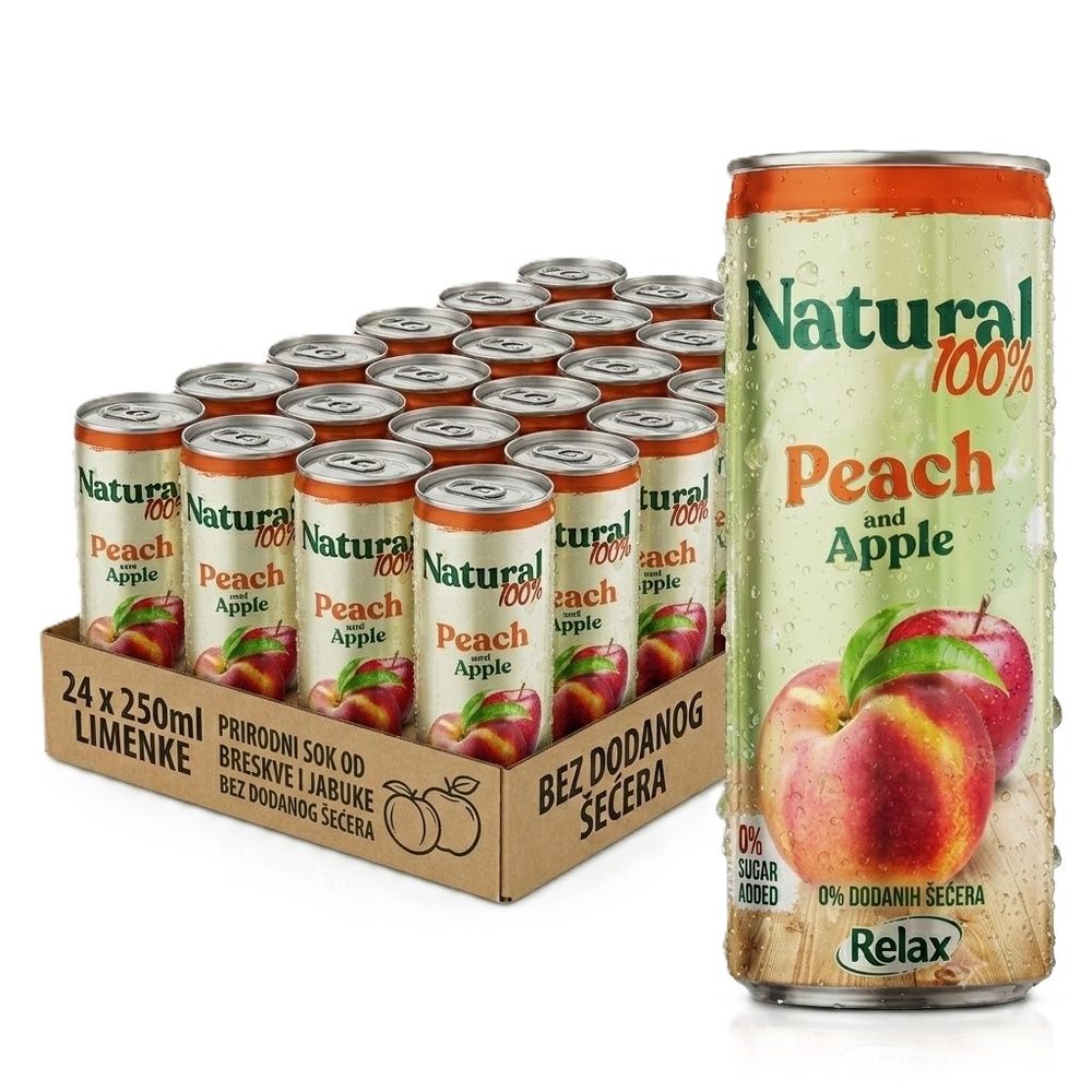 Natural 100% sok Breskva limenka 250ml x 24 kom   XXL slika 1