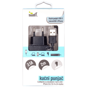 MeanIT Punjač kućni za smartphone i iPhone, 3 x USB - PUNJAČ KUĆNI ZA SMARTPHONE I iPHONE