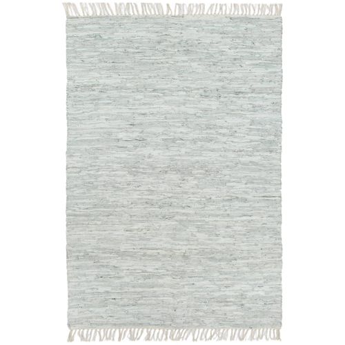 Ručno tkani tepih Chindi od kože 190 x 280 cm svjetlosivi slika 15