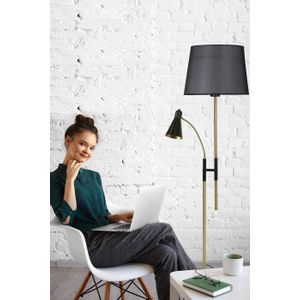 Forza Eskitme Lambader Pramit Hasır Siyah Abajurlu Black Floor Lamp