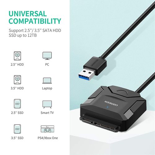 Ugreen 20611 USB 3.0 na SATA adapter za 2.5"/3.5" SATA HDD/SSD slika 2