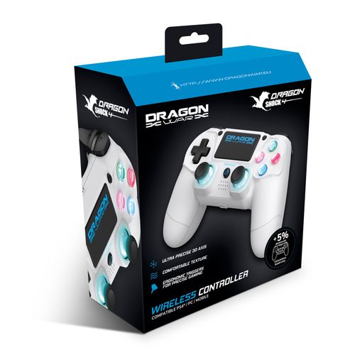 DRAGONWAR DRAGON SHOCK 4 WIRELESS CONTROLLER WHITE PS4, PC, MOBILE slika 5