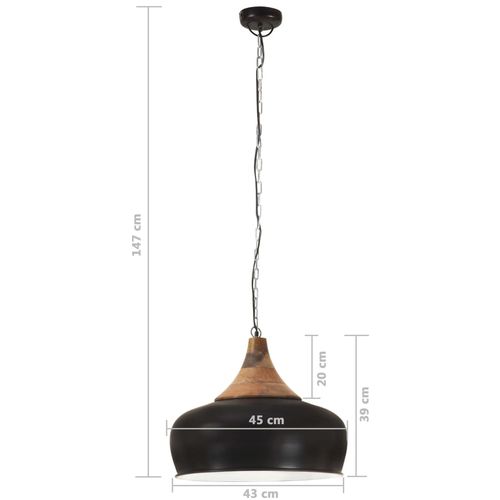 Industrijska viseća svjetiljka crna 45 cm E27 od željeza i drva slika 9