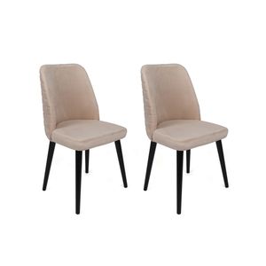 Tutku-306 V2 Set Stolica (2 Komada) - Krem i Crna