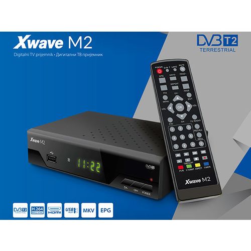 Xwave M2 DVB-T2 Set Top Box,LED,scart,HDMI,RF in-out,USB,media player,metalno kućište slika 2