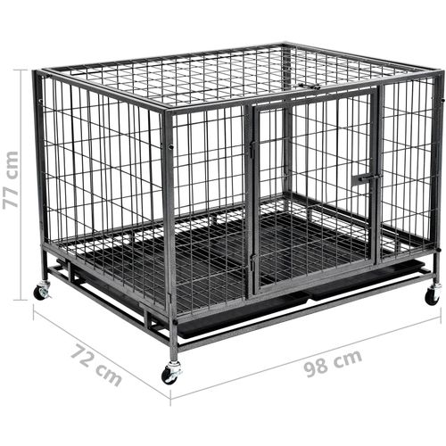 Izdržljivi kavez za pse s kotačima čelični 98 x 72 x 77 cm slika 35