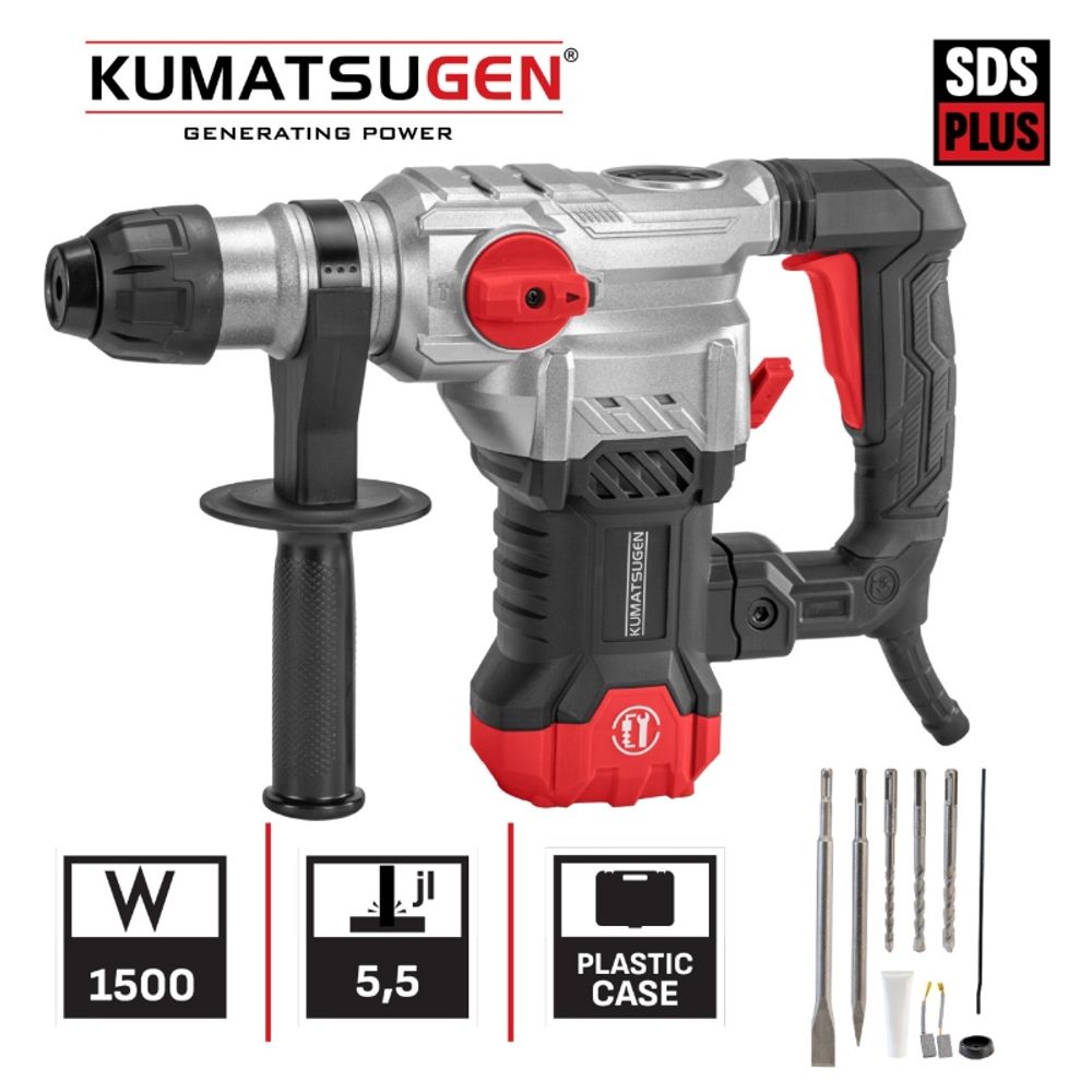 Kumatsugen KPH150 udarna čekić bušilica SDS PLUS, 1500W, 5,5J, sa priborom slika 1