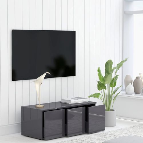 TV ormarić visoki sjaj sivi 80 x 34 x 30 cm od iverice slika 37