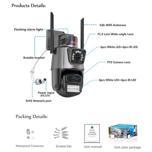 CAM-IP6MP-EP11-8X ZOOM GMB kamera 6 mpix microSD iCSee xmeye pro app Two-way voice PTZ ip66,2x3.6mm slika 3