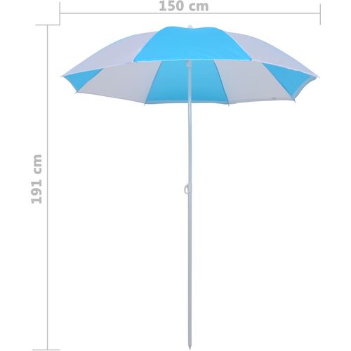 Šator od suncobrana za plažu plavo-bijeli 180 cm od tkanine slika 5