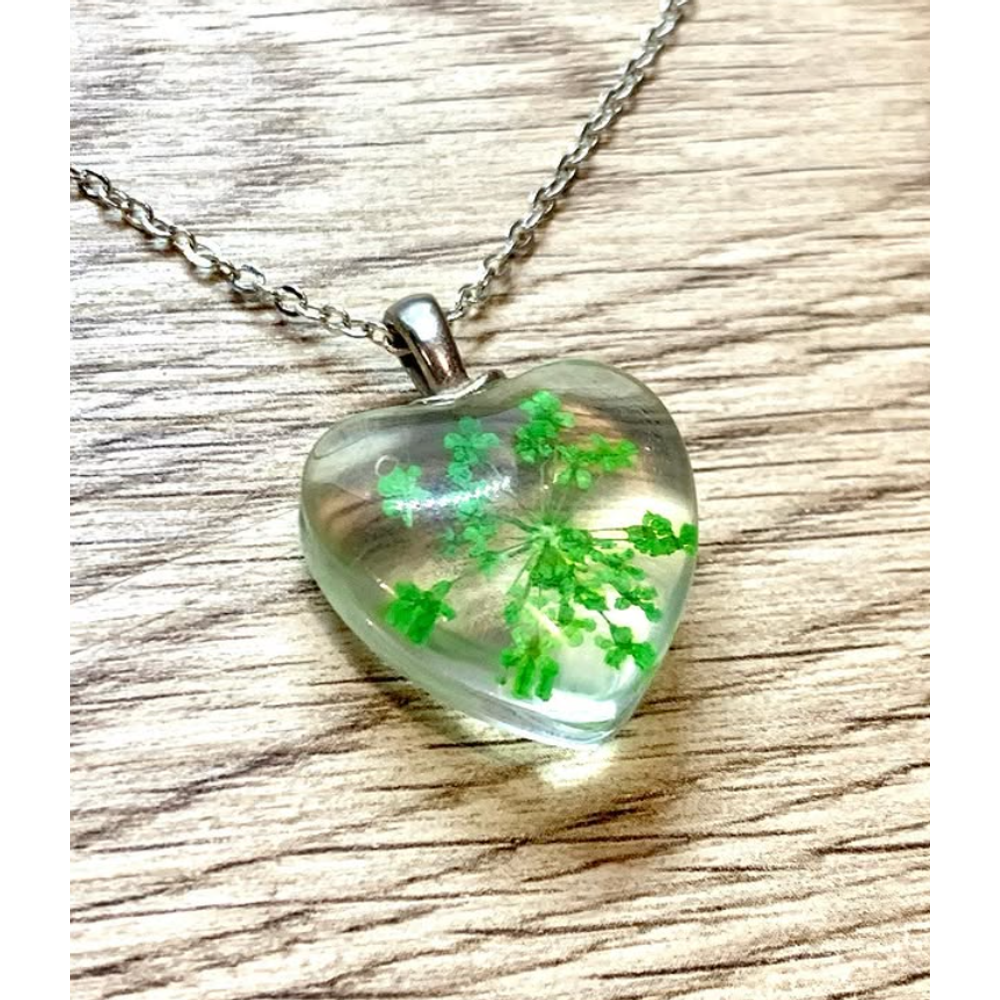 Ogrlica Flower in Heart, Green slika 3