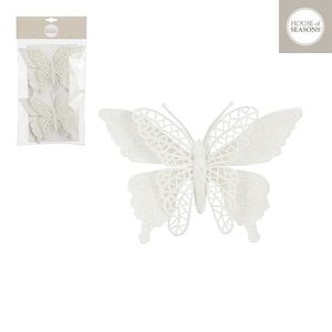 Novogodišnji dekor leptiri Clip butterfly set 2pcs 11x16 1143482 - White - EDL