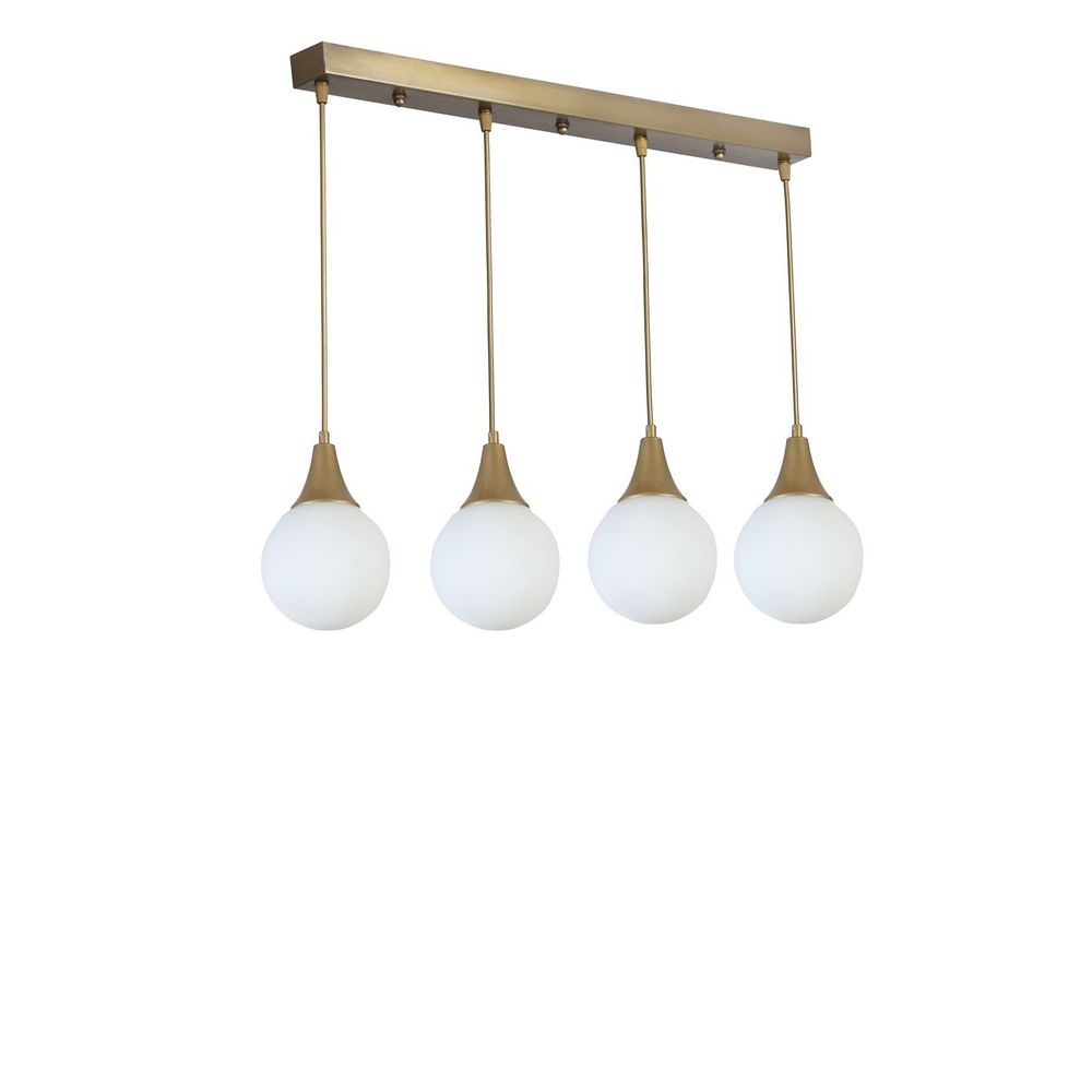 Afra 4 Lü Sıralı Eskitme Beyaz Camlı Sarkıt White Gold Luster slika 2