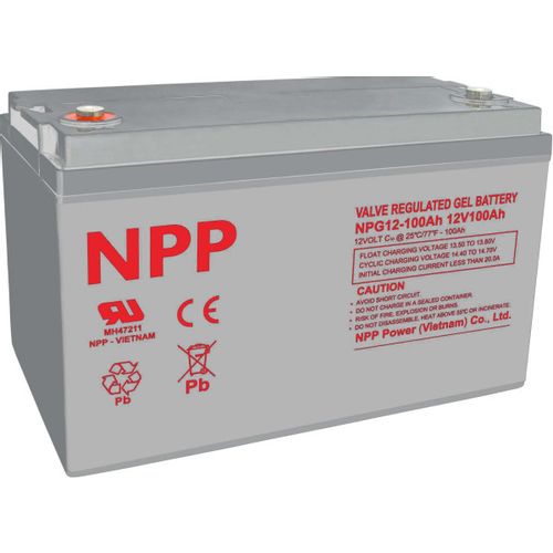 NPP NPG12V-100Ah, GEL BATTERY, C20=100AH, T16, 330x171x214x220, 27,3KG, Light grey slika 3