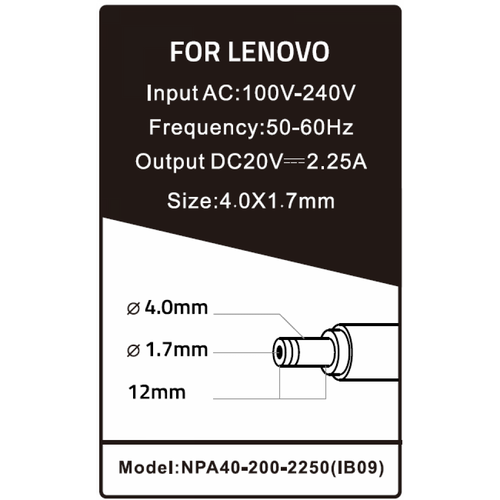 NPA40-200-2250 (IB09) ** Gembird punjac za laptop 40W-20V-2.25A, 4.0x1.7mm Yellow (705 Alt=IB10) slika 3