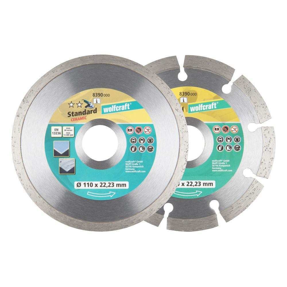 Wolfcraft Set Dijamantnih Reznih Ploča „Standardˮ fi 110 × 22,23 mm / 2 dijelni - 8390000 slika 1