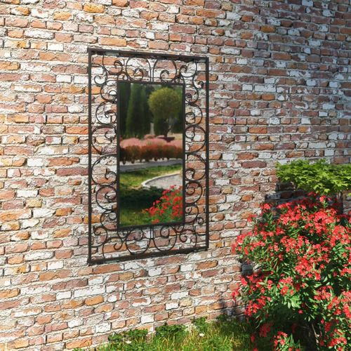 Vrtno zidno ogledalo pravokutno 50 x 80 cm crno slika 6