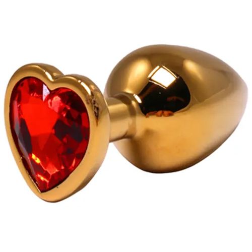 Srednji zlatni analni dildo srce sa crvenim dijamantom slika 1