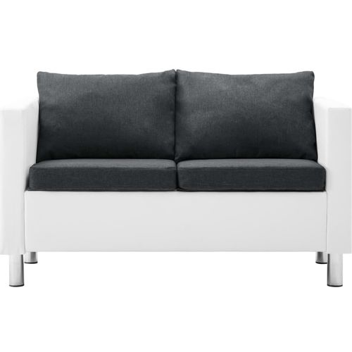 2-dijelni set sofa od umjetne kože bijeli i tamnosivi slika 22