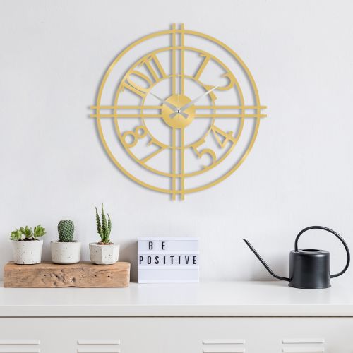 Wallity Ukrasni metalni zidni sat, Metal Wall Clock 33 - Gold slika 1