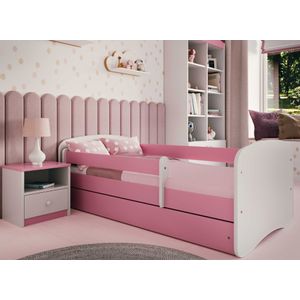 Drveni dječji krevet Perfetto s ladicom - rozi - 180x80 cm