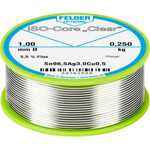Felder Löttechnik ISO-Core ''Clear'' SAC305 lemna žica svitak  Sn96,5Ag3Cu0,5  0.250 kg 1 mm slika 1