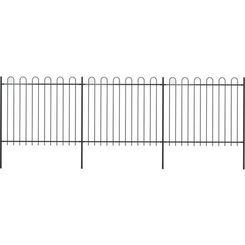Vrtna ograda s ukrasnim lukovima čelična 5,1 x 1,5 m crna slika 22