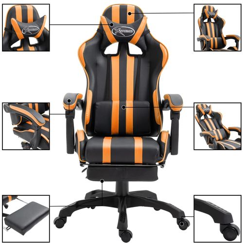 Igraća stolica od umjetne kože s osloncem za noge narančasta slika 31