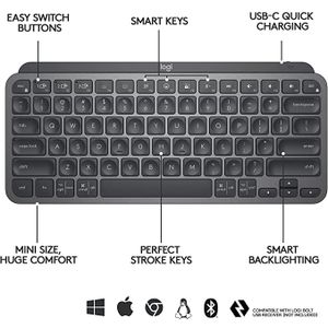 Logitech MX Keys Mini Bežična Tipkovnica - Grafitna