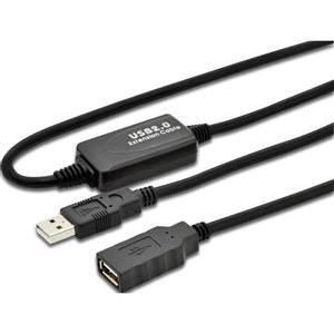 Digitus USB kabel USB 2.0 USB-A utikač, USB-A utičnica 10.00 m crna  DA-73100-1