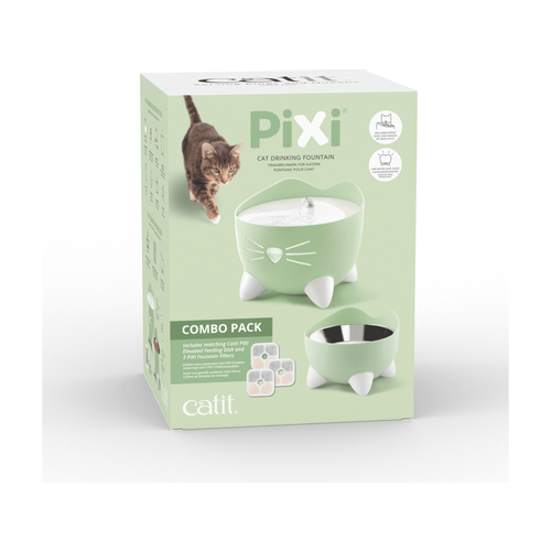 Hagen Catit Pixi Combo Pack fontana za mačke zelena + filteri + posuda za hranu slika 1